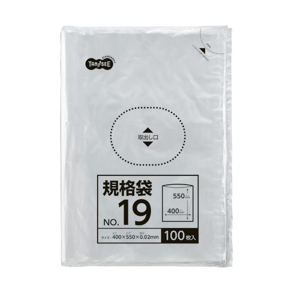 （まとめ） TANOSEE 規格袋 19号0.02×400×550mm 1パック（100枚） 【×10セット】