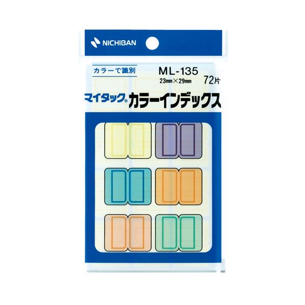 （まとめ） ニチバン マイタック カラーインデックス中 23×29mm 6色 ML-135 1パック（72片：各色12片） 【×50セット】