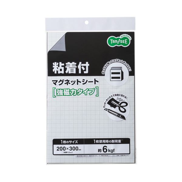 （まとめ） TANOSEE マグネット粘着付シート強力タイプ 大 300×200×1.2mm 1枚 【×5セット】