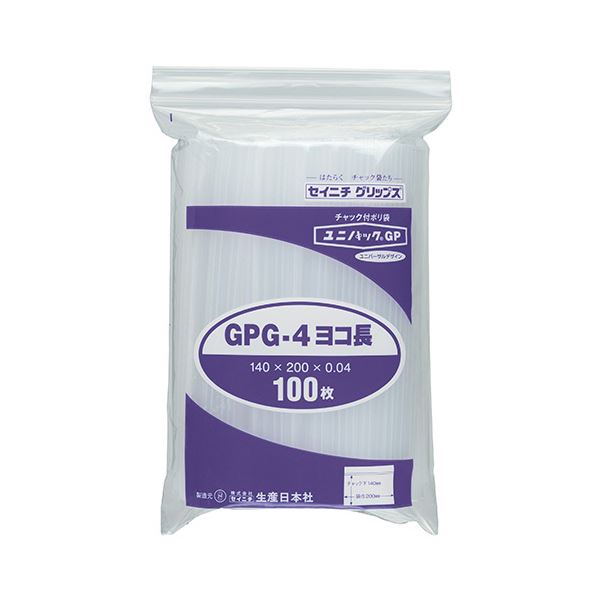 （まとめ） セイニチ ユニパックGP ヨコ長タイプヨコ200×タテ140×厚み0.04mm GPG-4ヨコナガ 1パック（100枚） 【×10セット】