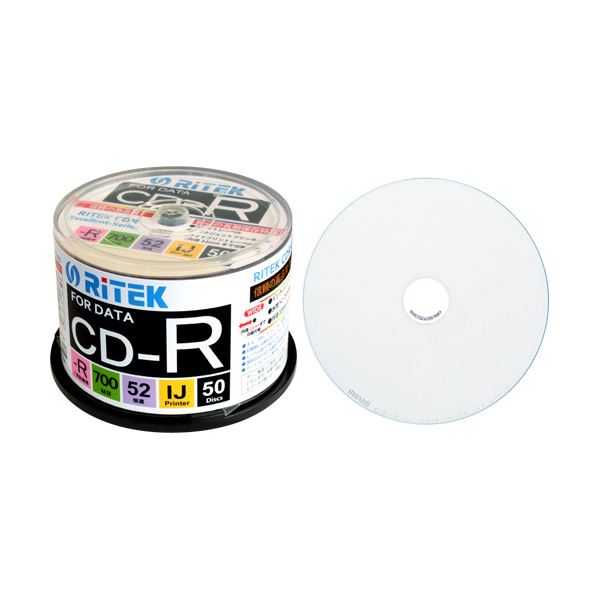 （まとめ）RITEK データ用CD-R 700MB1-52倍速 ホワイトワイドプリンタブル スピンドルケース CD-R700EXWP.50RT C1パック(50枚) 【×3セット】