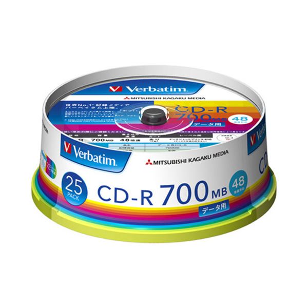 （まとめ）バーベイタム データ用CD-R700MB 4-48倍速 ホワイトワイドプリンタブル スピンドルケース SR80FP25V11パック(25枚) 【×3セット】