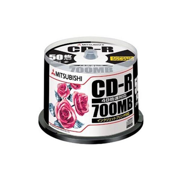 （まとめ）三菱ケミカルメディア データ用CD-R700MB 48倍速 ホワイトプリンタブル スピンドルケース SR80PP50 1パック(50枚) 【×3セット】