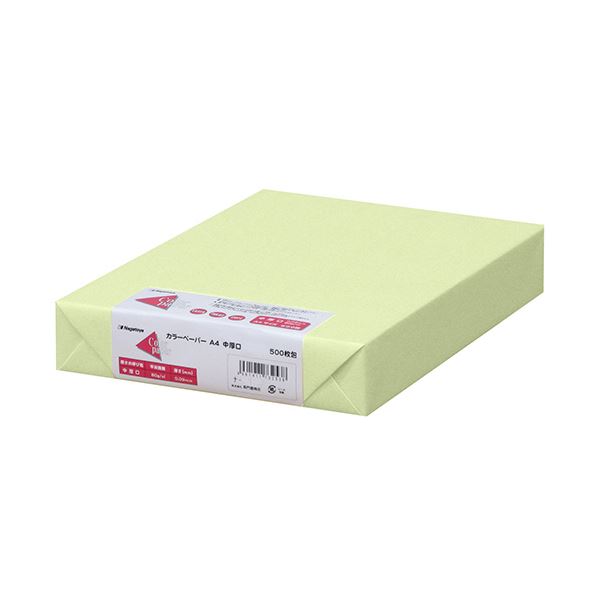 （まとめ）長門屋商店 Color Paper A4中厚口 若草 ナ-3256 1冊(500枚) 【×3セット】