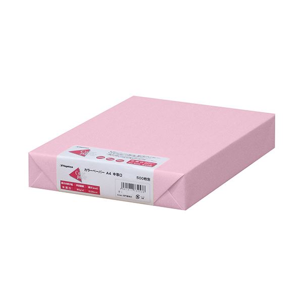 （まとめ）長門屋商店 Color Paper A4中厚口 桃 ナ-3271 1冊(500枚) 【×3セット】