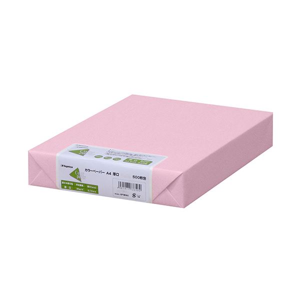 （まとめ）長門屋商店 Color Paper A4厚口 桃 ナ-3371 1冊(500枚) 【×3セット】