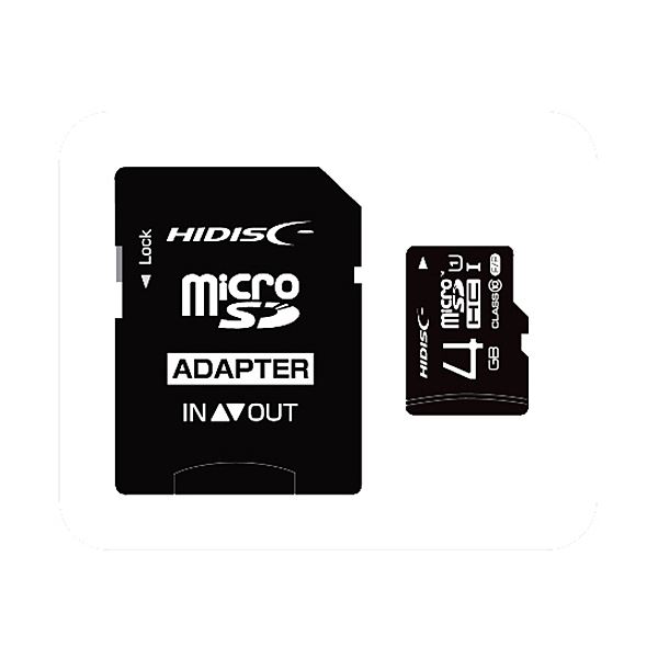 （まとめ）ハイディスク microSDHCカード4GB class10 UHS-I対応 SD変換アダプター付き HDMCSDH4GCL10UIJP3 1枚【×5セット】