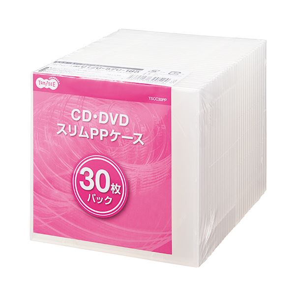 （まとめ）TANOSEE5mm厚スリムCDPPケース 1パック(30枚)【×5セット】