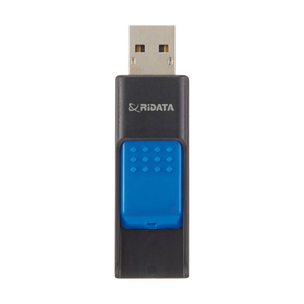 （まとめ）RiDATA ラベル付USBメモリー64GB ブラック/ブルー RDA-ID50U064GBK/BL 1個【×2セット】