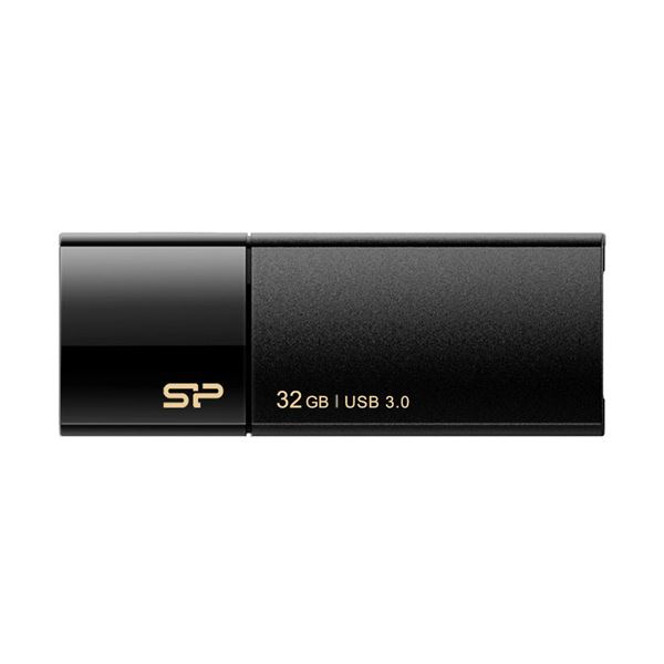 （まとめ）シリコンパワー USB3.0スライド式フラッシュメモリ 32GB ブラック SP032GBUF3B05V1K 1個【×2セット】