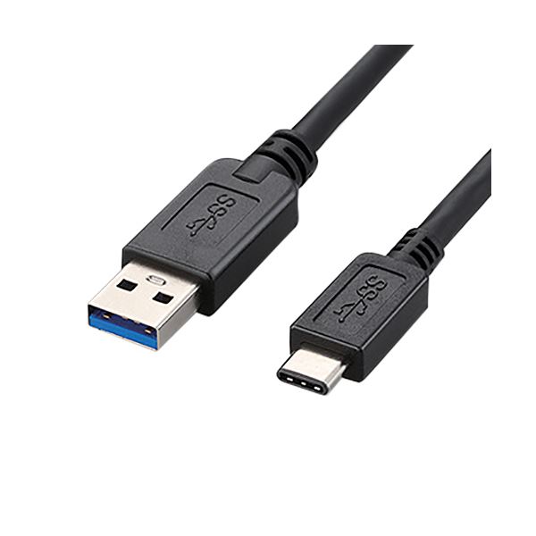 （まとめ）エレコムUSB3.1ケーブル(A-TypeC) ブラック 1.0m USB3-AC10BK 1本【×3セット】