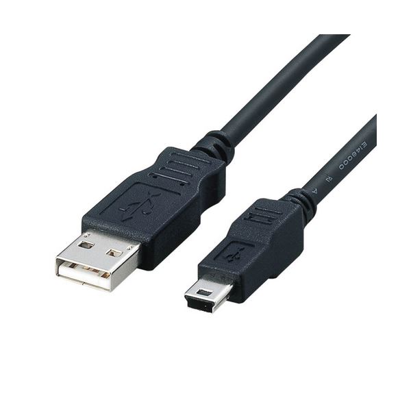 （まとめ）エレコムフェライトコア内蔵USB2.0対応ケーブル (A)オス-mini(B)オス ブラック 1.8m USB-FSM5181本【×5セット】