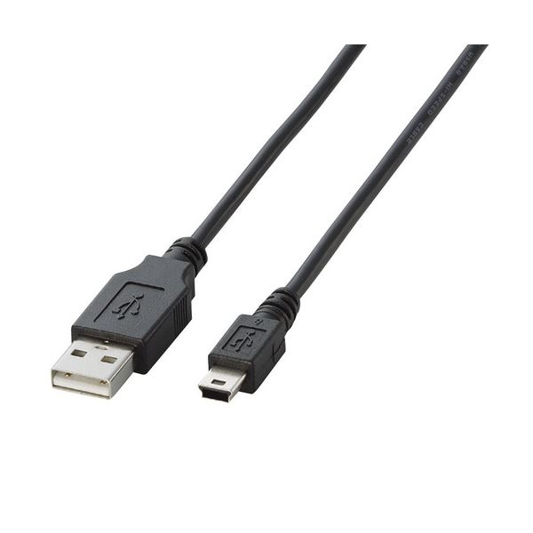 （まとめ）エレコム USB2.0ケーブル(A)オス-mini(B)オス ブラック 1.0m U2C-M10BK 1本【×5セット】