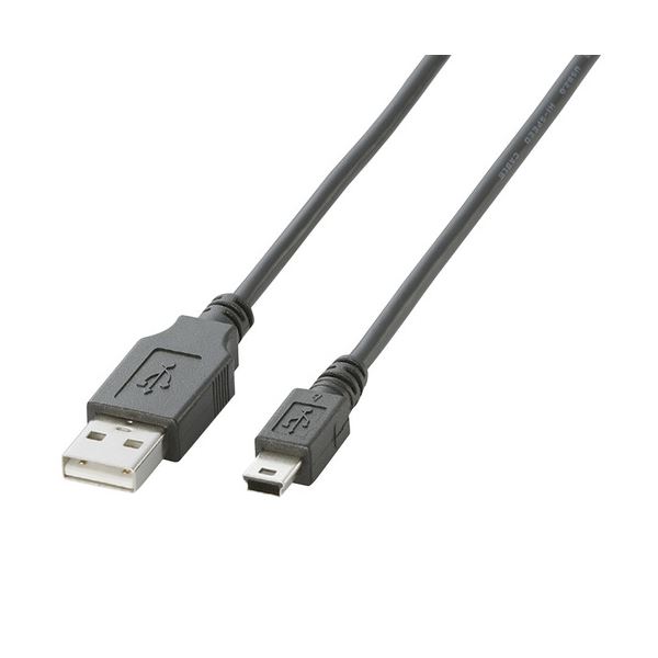 （まとめ）エレコム USB2.0ケーブル(A)オス-mini(B)オス ブラック 0.5m U2C-M05BK 1本【×10セット】