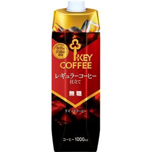 キーコーヒー リキッドコーヒー 天然水無糖（テトラプリズマ）1L 1セット（24本：6本×4ケース） - 拡大画像
