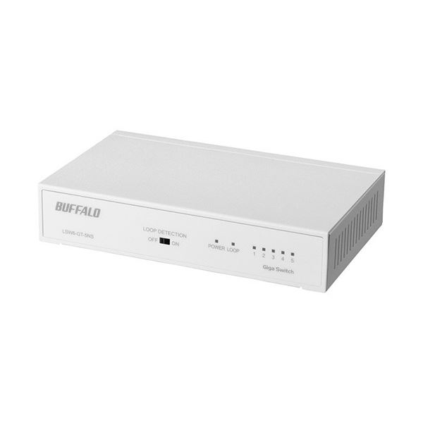 バッファロー Giga対応スイッチングハブ 金属筐体 電源内蔵 5ポート ホワイト LSW6-GT-5NS/WH 1台