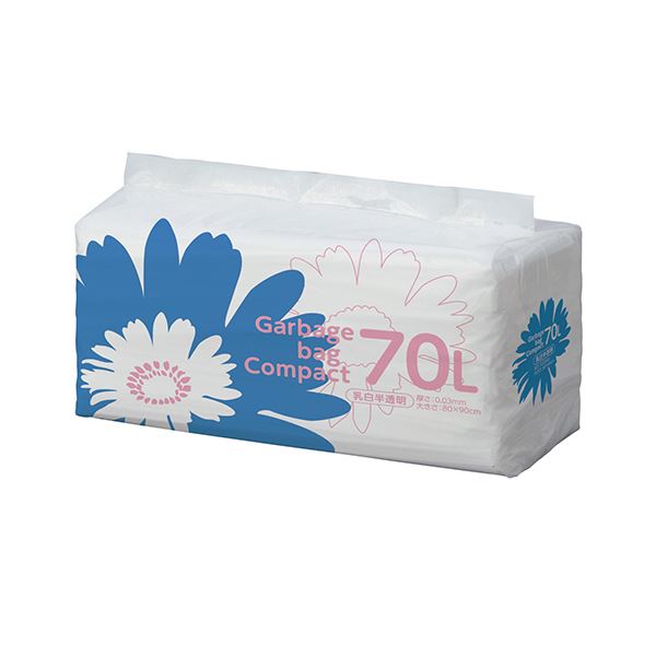 TANOSEE ゴミ袋 コンパクト乳白半透明 70L 1セット（400枚：50枚×8パック）