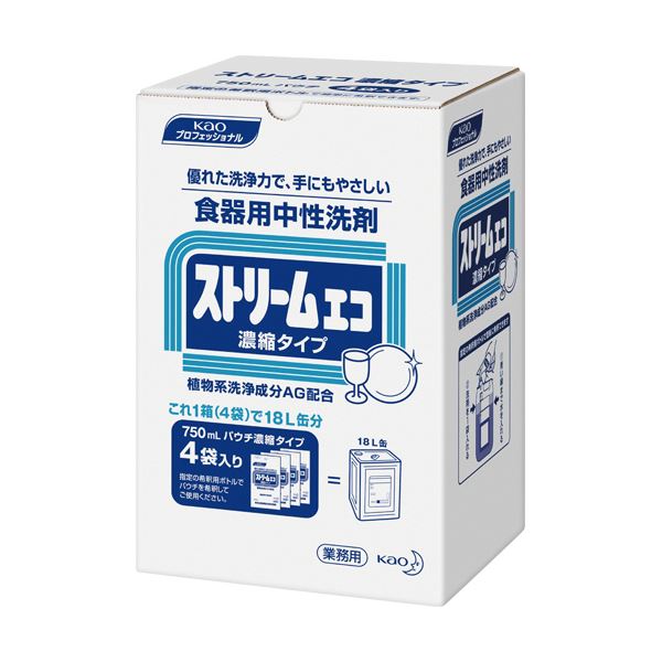 （まとめ）花王 ストリームエコ 濃縮タイプ 詰替用750ml/個 1箱（4個）【×2セット】