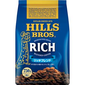 （まとめ）ヒルスコーヒー リッチブレンドレギュラー 750g（粉）1袋【×5セット】 - 拡大画像