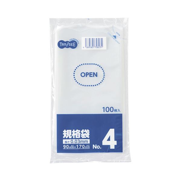 （まとめ）TANOSEE 規格袋 4号0.03×90×170mm 1セット（2000枚：100枚×20パック）【×5セット】