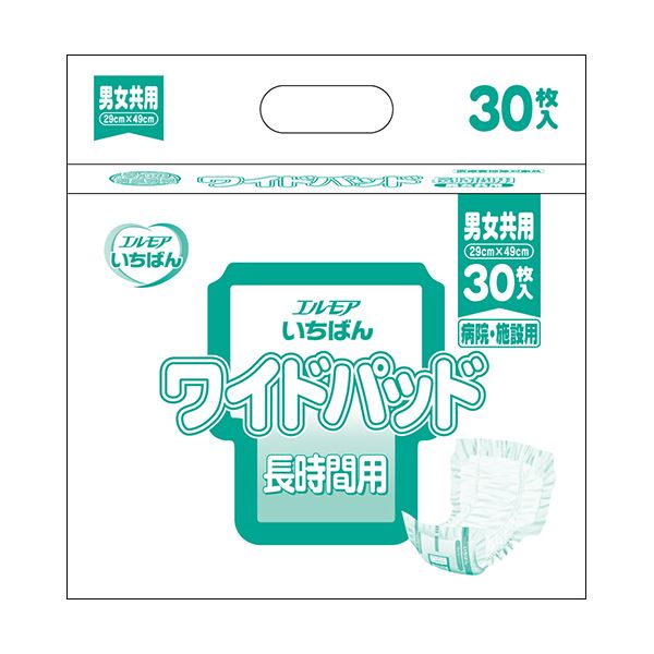 （まとめ）カミ商事 エルモア いちばんワイドパッド 長時間用 1パック（30枚）【×10セット】