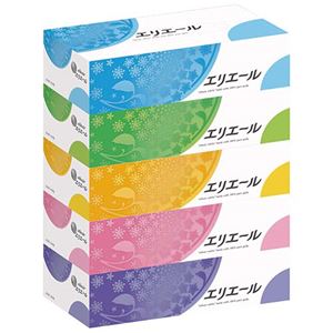 （まとめ）大王製紙 エリエールティシュー180組/箱 1パック（5箱）【×10セット】