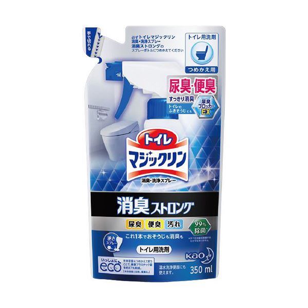 （まとめ）花王 トイレマジックリン消臭・洗浄スプレー 消臭ストロング つめかえ用 350ml 1個【×20セット】