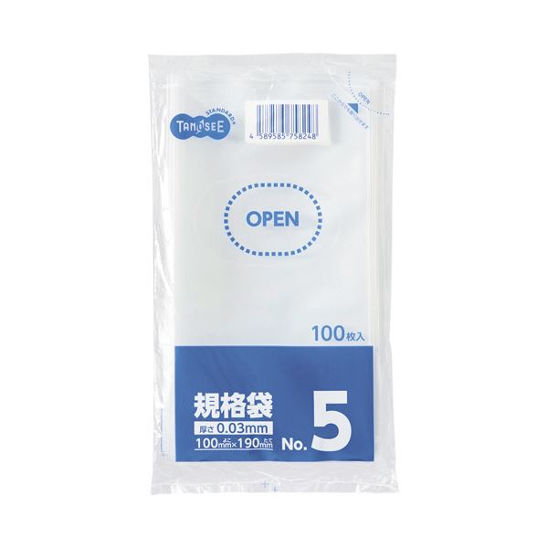 （まとめ）TANOSEE 規格袋 5号0.03×100×190mm 1パック（100枚）【×50セット】