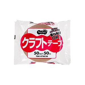 TANOSEE クラフトテープ重ね貼可能 50mm×50m 茶 1セット（150巻）