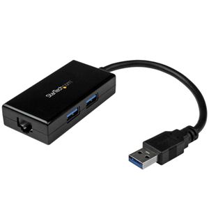 StarTech.com USB3.0-ギガビットイーサネット有線LANアダプタ USBハブ（2ポート）内蔵 10・100・1000Mbps ブラックUSB31000S2H 1個