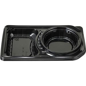 （まとめ）エフピコチューパ デリカランチ DL-25-15 本体 黒 CP580272 1パック（50枚） 【×3セット】