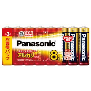 （まとめ）パナソニック アルカリ乾電池 単3形 LR6XJ/8SW 1パック（8本） 【×3セット】