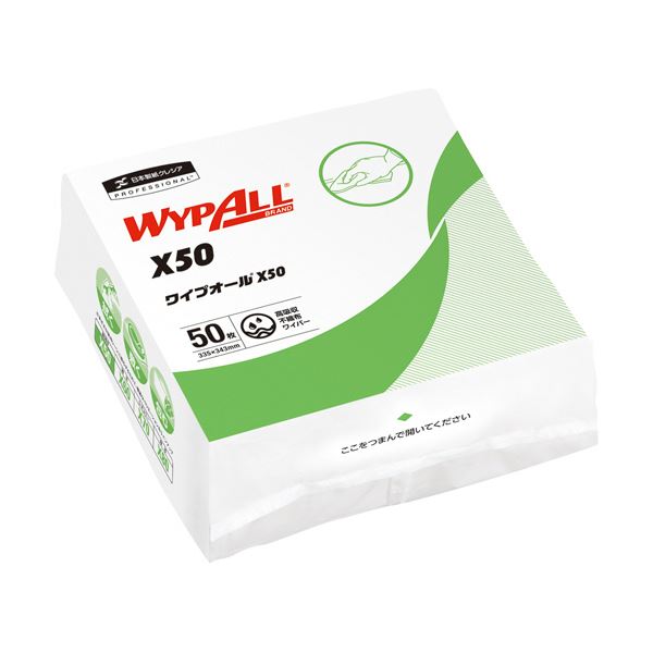 （まとめ）日本製紙クレシア ワイプオール X50 4つ折り 超薄手 1パック（50枚） 【×5セット】