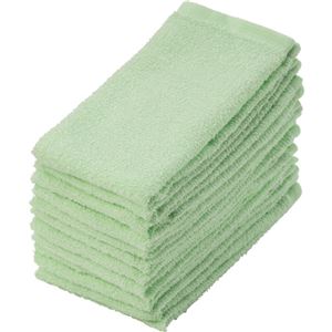 (まとめ)作業用おしぼりタオル グリーン 1パック(12枚) 【×5セット】