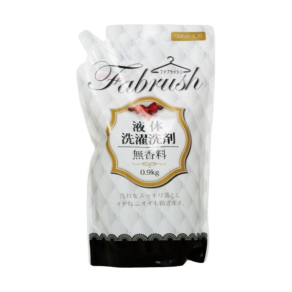 （まとめ）あらた アドグッド ファブラッシュ液体洗濯洗剤 無香料 つめかえ用 0.9kg 1パック 【×10セット】