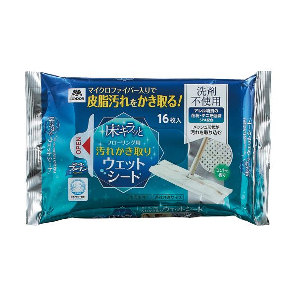 （まとめ）山崎産業 コンドル 床キラッとフローリング用ウェットシートAF 1パック（16枚） 【×20セット】