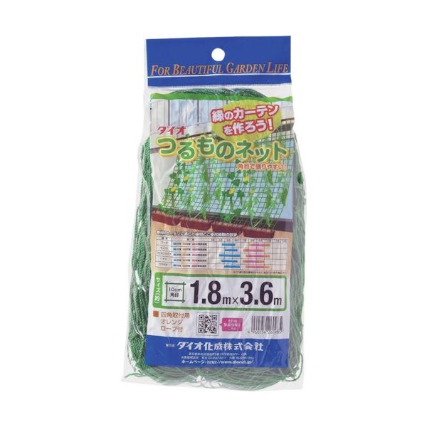 (まとめ) ダイオ化成 つるもの園芸ネット 緑10cm角目 幅1.8m×長さ3.6m 260985 1枚 【×5セット】