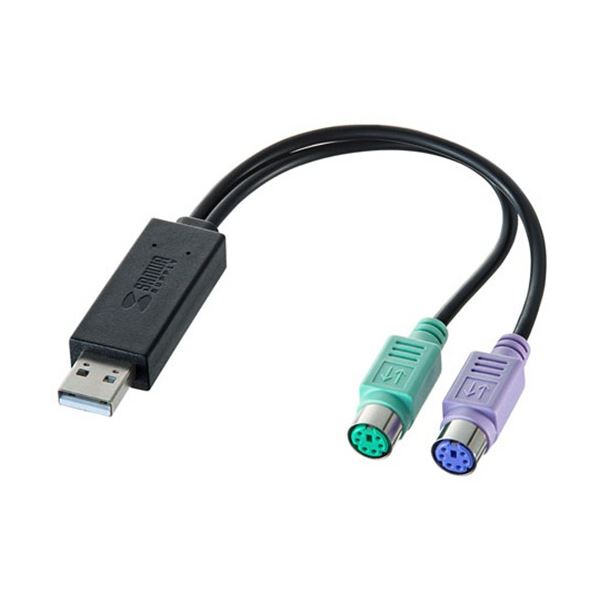 (まとめ) サンワサプライ USB-PS/2変換コンバータ USB(A)オス-ミニDIN6pinメス×2 USB-CVPS6 1本 【×3セット】