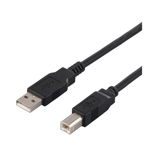 (まとめ) バッファロー USB2.0 A toBケーブル ブラック 2.0m BU2AB20BK 1本 【×5セット】