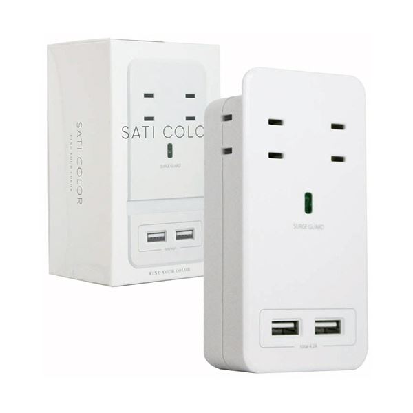 ファーゴ SATI COLOR電源タップ AC4個口+USB2ポート ホワイト CT221WH 1個