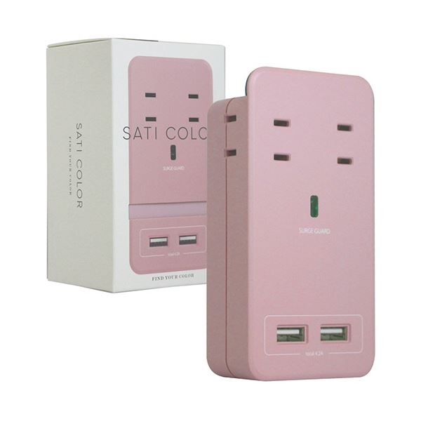 ファーゴ SATI COLOR電源タップ AC4個口+USB2ポート ピンク CT221PK 1個