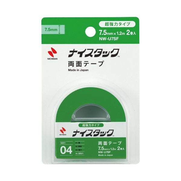 (まとめ) ニチバン ナイスタック 両面テープ 超強力タイプ 小巻 7.5mm×1.2m NW-U7SF 1パック(2巻) 【×5セット】