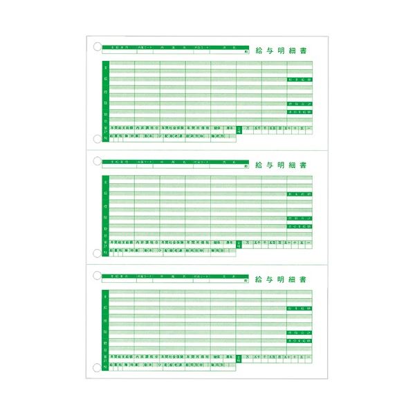 (まとめ) 東京ビジネス 給与明細書III(ページプリンタ用・穴有) A4タテ 三分割 TB-KUMH-R03 1冊(100枚) 【×3セット】
