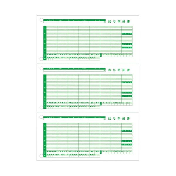 (まとめ) 東京ビジネス 給与明細書III(ページプリンタ用・穴有・二千円札対応) A4タテ 三分割 TB-KUMH2-R03 1冊(100枚) 【×3セット】