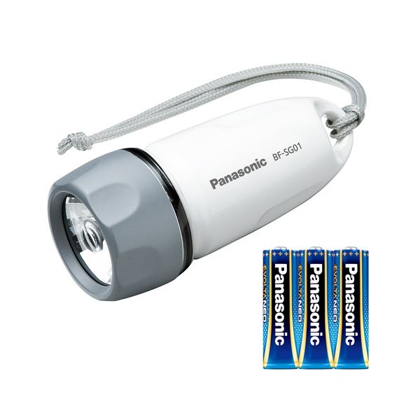 (まとめ) パナソニック LED防水ライト 乾電池エボルタNEO単3形3本付 BF-SG01N-W 1個 【×3セット】