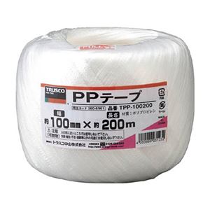 (まとめ) TRUSCO PPテープ 100mm×200m 白 TPP-100200 1巻 【×5セット】