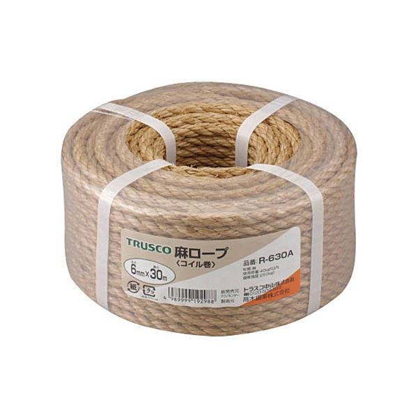 TRUSCO 麻ロープ φ6mm×30m コイル巻 R-630A 1巻