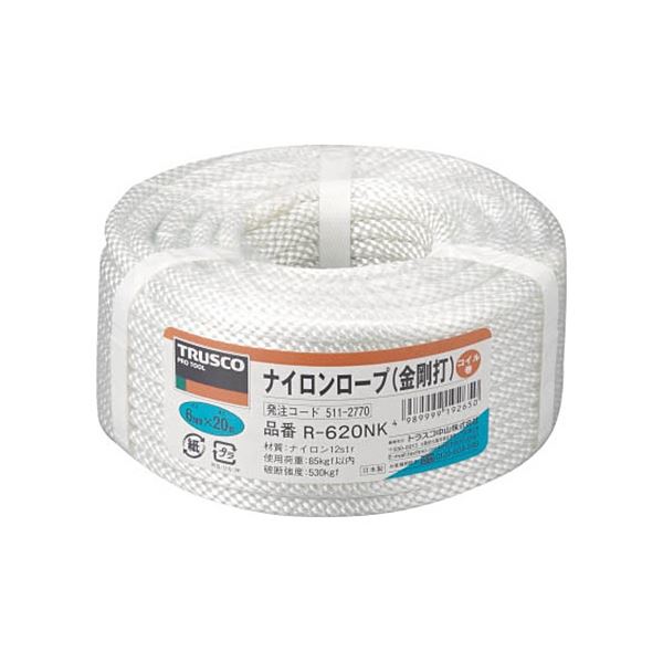 TRUSCO ナイロン金剛打ロープ 6mm×20m コイル巻 R-620NK 1巻