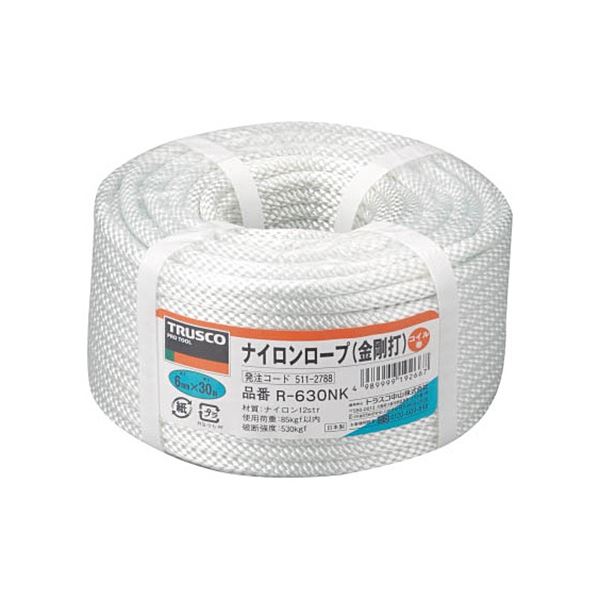 TRUSCO ナイロン金剛打ロープ 6mm×30m コイル巻 R-630NK 1巻