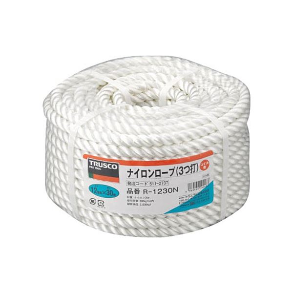 TRUSCO ナイロンロープ 12mm×30m コイル巻 R-1230N 1巻